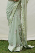 Green Georgette Saree With Blouse Piece