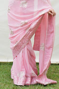 Pink Georgette Saree With Blouse Piece