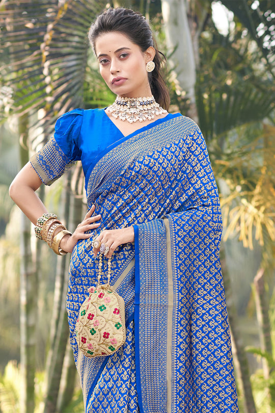 Cerulean Blue Banarasi Saree