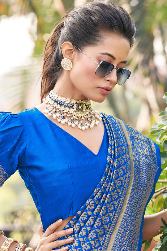 Cerulean Blue Banarasi Saree