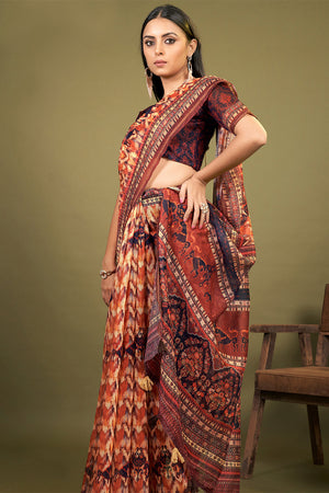 Womens Cotton Multicolour Saree With Blouse Piece
