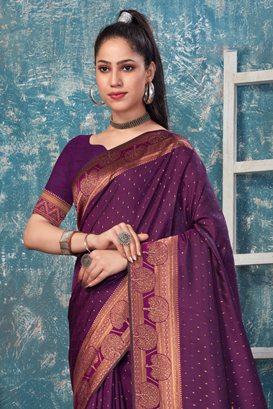 Magenta Purple Banarasi Saree