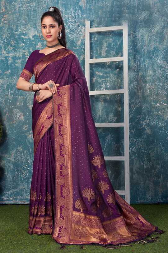 Magenta Purple Banarasi Saree