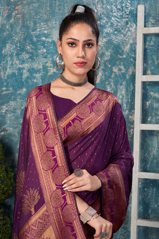 Magenta Purple Banarasi Saree