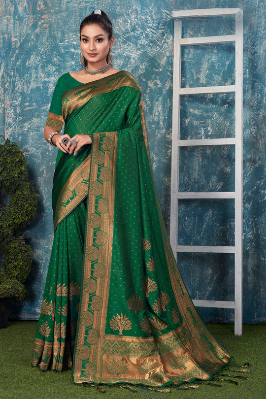 Dark Green Banarasi Saree