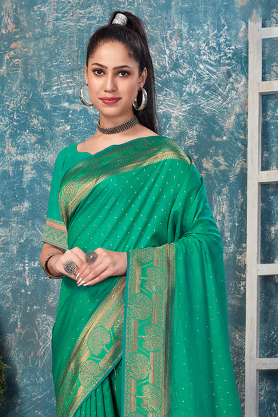 Pine Green Banarasi Saree