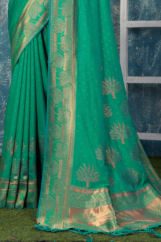 Pine Green Banarasi Saree