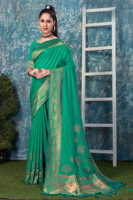 Pine Green Banarasi Saree