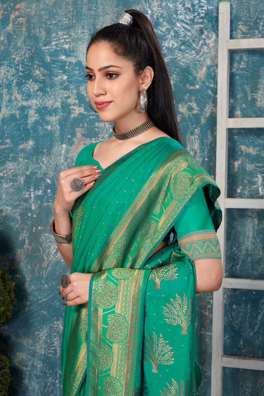 Pine Green Banarasi Saree