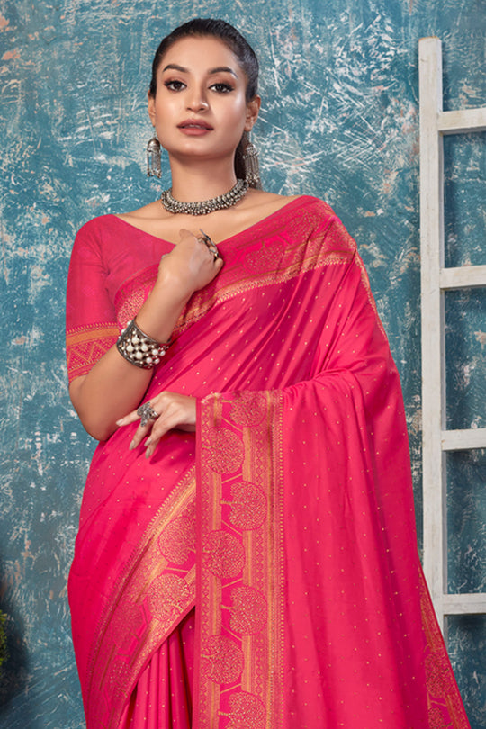 Taffy Pink Banarasi Saree