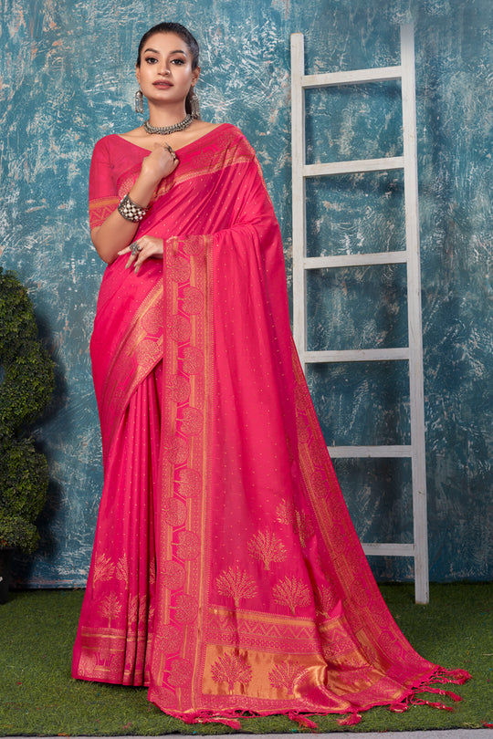 Taffy Pink Banarasi Saree
