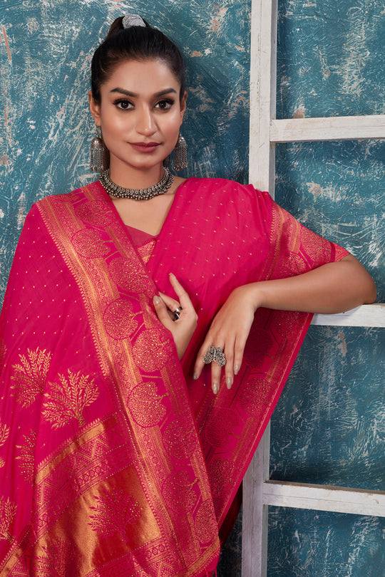 Taffy Pink Banarasi Saree