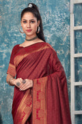 Brick Red Banarasi Saree