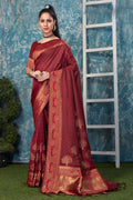 Brick Red Banarasi Saree