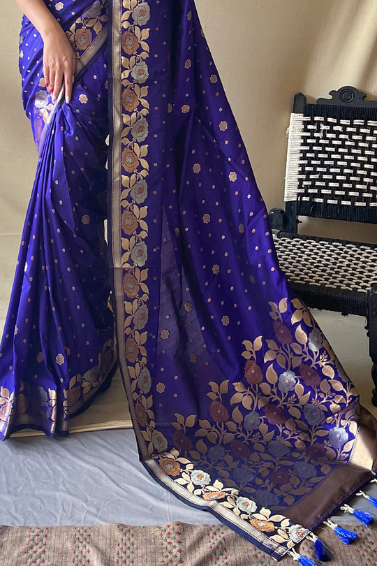 Vibrant Blue Banarasi Saree