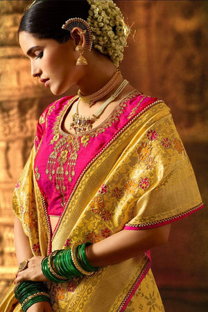 Genelia Deshmukh looks beautiful in a yellow silk saree at 