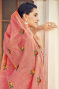 Punch Pink Linen Blend Saree