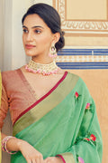 Fern Green Linen Blend Saree