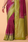 Wine Kanjivaram Silk Saree With Blouse Piece