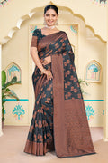 Grey Cotton Saree With Blouse Piece