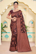 Maroon Cotton Saree With Blouse Piece