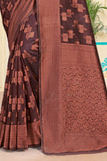 Maroon Cotton Saree With Blouse Piece