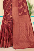 Red Cotton Saree With Blouse Piece