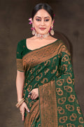 Green Cotton Saree With Blouse Piece