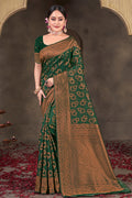 Green Cotton Saree With Blouse Piece