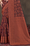 Maroon Cotton Saree With Blouse Piece