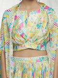 Yellow Georgette Lehenga Choli with Shrug