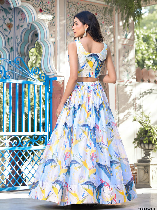 Off white Georgette Lehenga Choli with Shrug