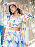 Off white Georgette Lehenga Choli with Shrug