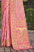 Pink Stain Silk Saree With Blouse Piece