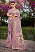 Purple Stain Silk Saree With Blouse Piece