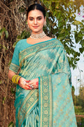 Green Stain Silk Saree With Blouse Piece
