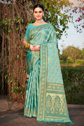 Green Stain Silk Saree With Blouse Piece