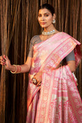 Pink Stain Silk Saree With Blouse Piece