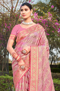 Pink Stain Silk Saree With Blouse Piece