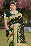 Green Stain Silk Saree With Blouse Piece