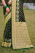 Green Stain Silk Saree With Blouse Piece