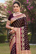 Purple Stain Silk Saree With Blouse Piece