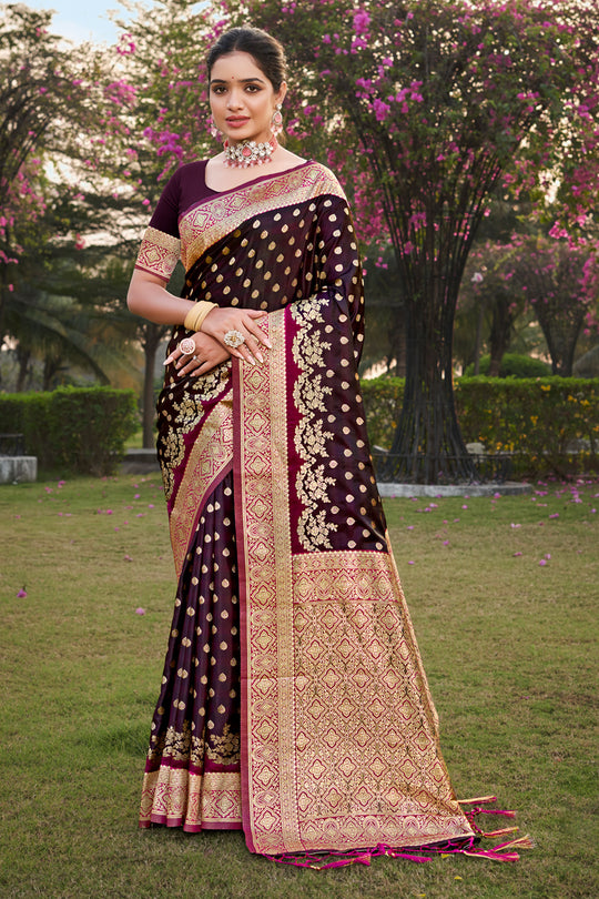 Purple Stain Silk Saree With Blouse Piece