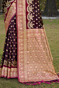 Purple Stain Silk Saree With Blouse Piece