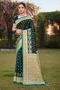 Sea Green Stain Silk Saree With Blouse Piece