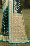 Sea Green Stain Silk Saree With Blouse Piece