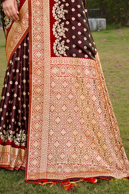 Brown Stain Silk Saree With Blouse Piece