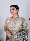 Green Organza Saree With Blouse Piece