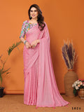 Rose Polyester Zari Saree With Blouse Piece