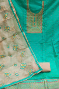 Sea Green Modal Chanderi Dress Material- Unstitched
